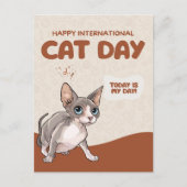 International Cat Day Sphynx Celebration Art ポストカード (正面)