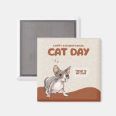 International Cat Day Sphynx Celebration Art マグネット (正面/裏面)