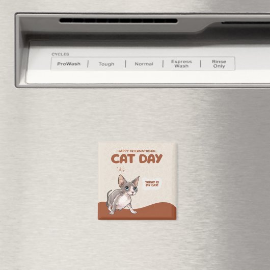 International Cat Day Sphynx Celebration Art マグネット (インサイチュ (食洗機))
