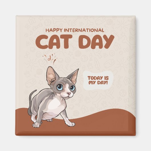 International Cat Day Sphynx Celebration Art マグネット (正面)
