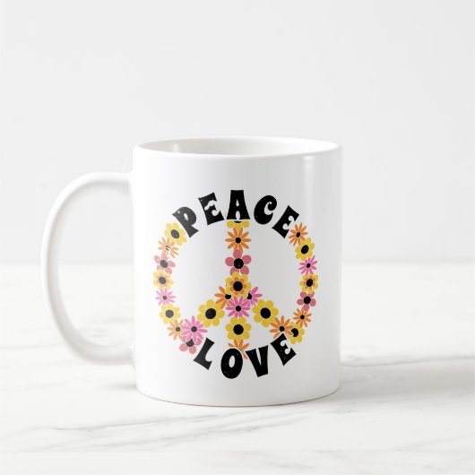 International Day of Peace Love Flower コーヒーマグカップ (左)
