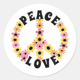 International Day of Peace Love Flower ラウンドシール