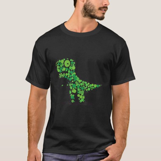 International Dot Day Green Polka Dot Rex Dinosaur Tシャツ (正面)