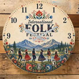 International Folk Festival Idaho ラージ壁時計