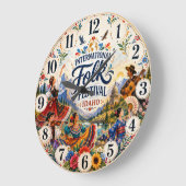 International Folk Festival Idaho Cultural Heritag ラージ壁時計 (傾斜)