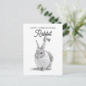 International Rabbit Day Pencil Drawing ポストカード (スタンド正面)