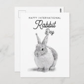 International Rabbit Day Pencil Drawing ポストカード (正面/裏面)