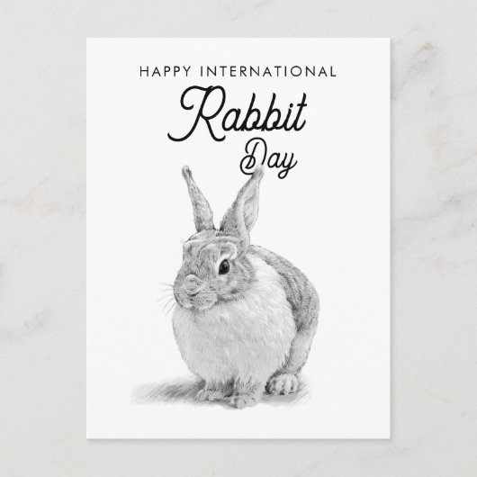 International Rabbit Day Pencil Drawing ポストカード (正面)