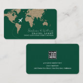 International Travel Agent World Map dark-green 名刺 (正面/裏面)