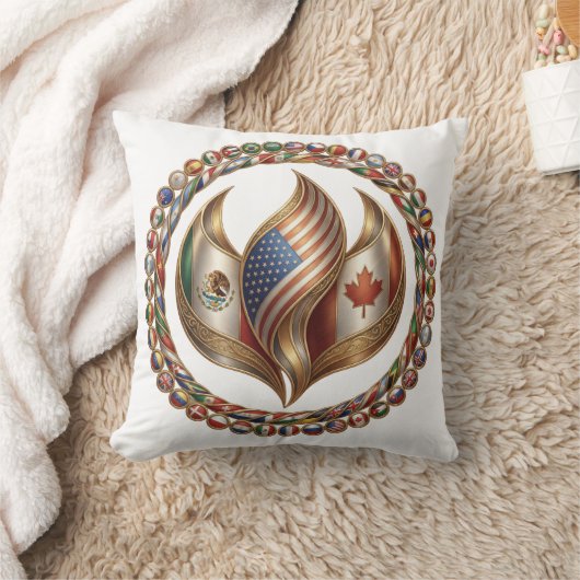 International Unity Flame with World Flags Emblem  クッション (ブランケット)