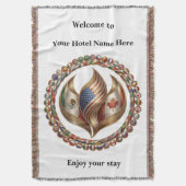 International Unity Flame with World Flags Emblem  スローブランケット (正面縦)