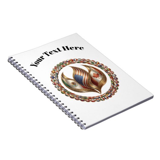 International Unity Flame with World Flags Emblem  ノートブック (右側)