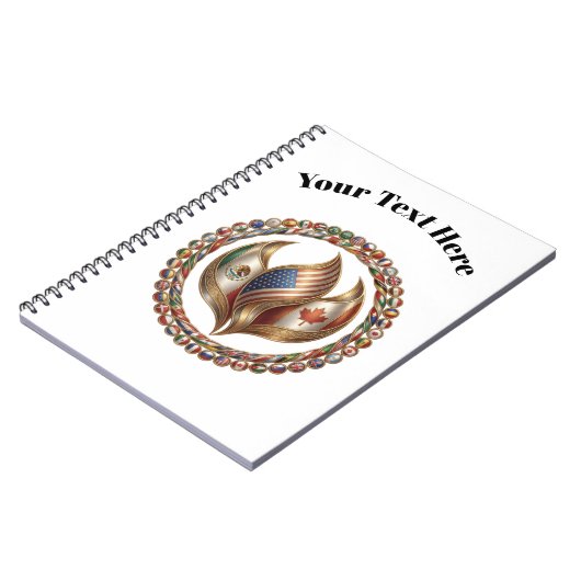 International Unity Flame with World Flags Emblem  ノートブック (左側)