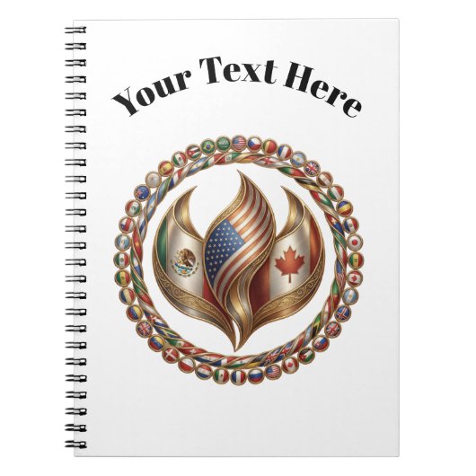 International Unity Flame with World Flags Emblem ノートブック (正面)
