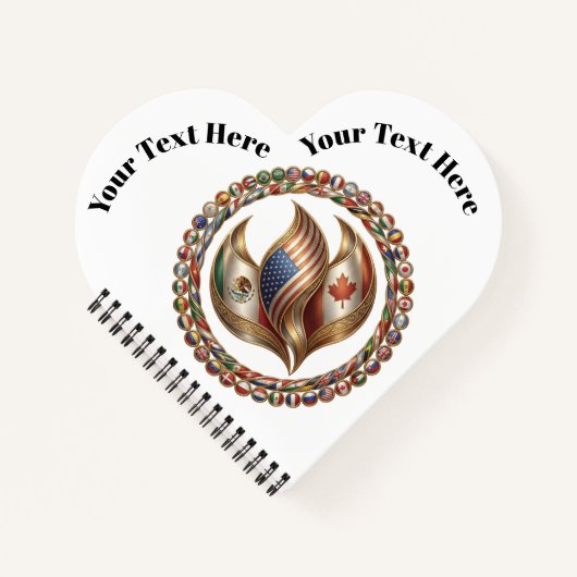 International Unity Flame with World Flags Emblem  ノートブック (正面)