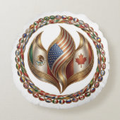 International Unity Flame with World Flags Emblem  ラウンドクッション (正面)