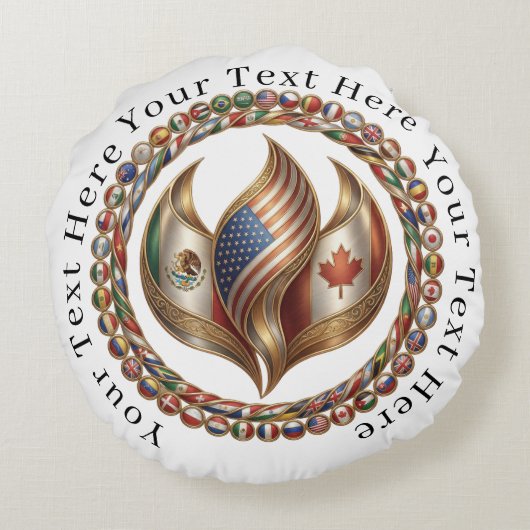 International Unity Flame with World Flags Emblem  ラウンドクッション (裏面)