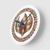 International Unity Flame with World Flags Emblem  ラウンド壁時計 (傾斜)