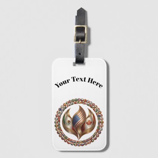 International Unity Flame with World Flags Emblem  ラゲッジタグ (正面縦)