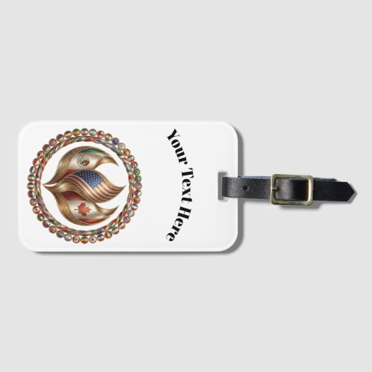 International Unity Flame with World Flags Emblem  ラゲッジタグ (正面横)