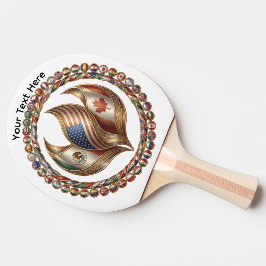 International Unity Flame with World Flags Emblem  卓球ラケット (横)