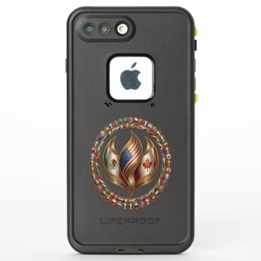 International Unity Flame with World Flags Emblem  LifeProof iPhoneケース (裏面)