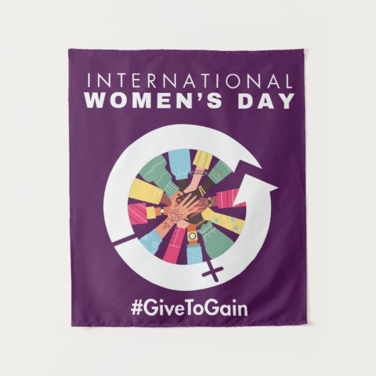 International Women’s Day 2026 Give To Gain タペストリー (正面)