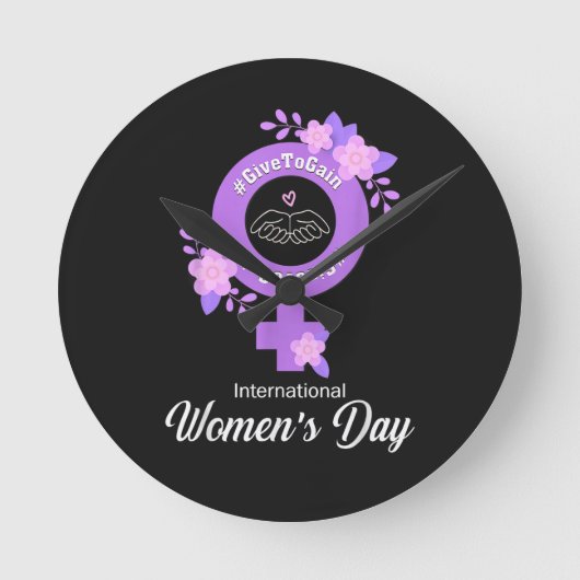 International Women’s Day March 8 ラウンド壁時計 (正面)