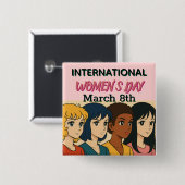 International Women's Day | ポップアート 缶バッジ (正面&裏面)