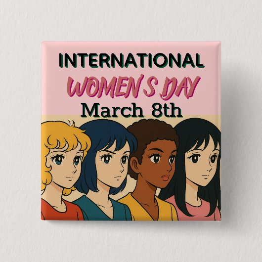 International Women's Day | ポップアート 缶バッジ (正面)