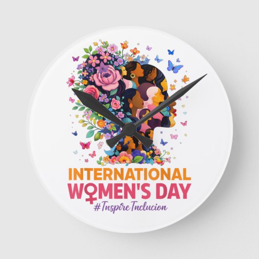 International Women's Day ラウンド壁時計 (正面)