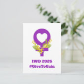 International Women's Day 2026 IWD Give To Gain ポストカード (スタンド正面)