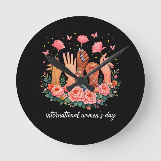 International Women's Day 8 March 2026 ラウンド壁時計 (正面)