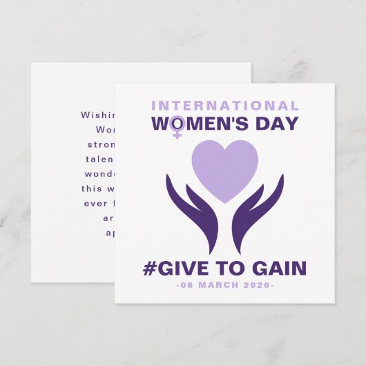 International Women's Day Give To Gain 2026 シーズンカード (正面/裏面)
