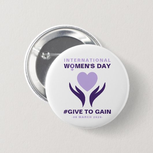 International Women's Day Give To Gain 2026 缶バッジ (正面&裏面)