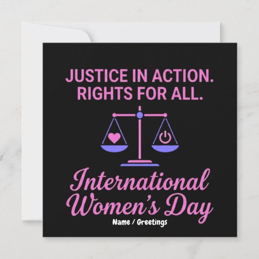 International Women's Day Justice In Action Rights 招待状 (正面)