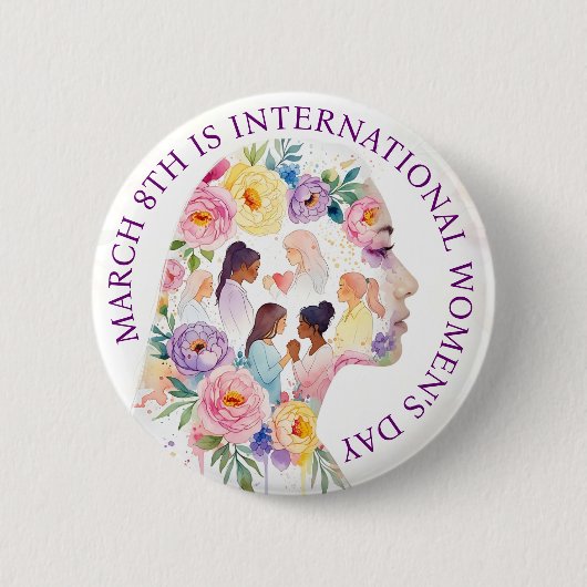International Women's Day March 8th IWD 缶バッジ (正面)