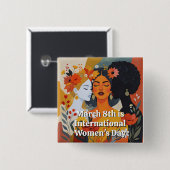 International Women's Day March 8th IWD 缶バッジ (正面&裏面)