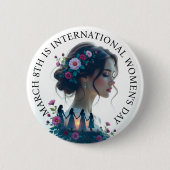 International Women's Day March 8th IWD 缶バッジ (正面)
