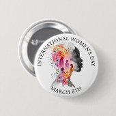 International Women's Day March 8th IWD 缶バッジ (正面&裏面)