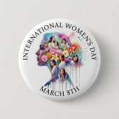 International Women's Day March 8th IWD 缶バッジ (正面)