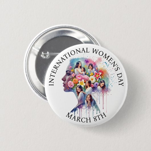 International Women's Day March 8th IWD 缶バッジ (正面&裏面)