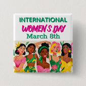 International Women's Day | Pop Art  缶バッジ (正面)