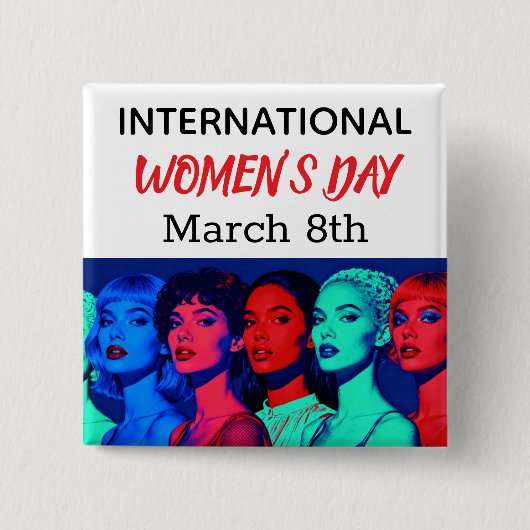 International Women's Day | Pop Art  缶バッジ (正面)