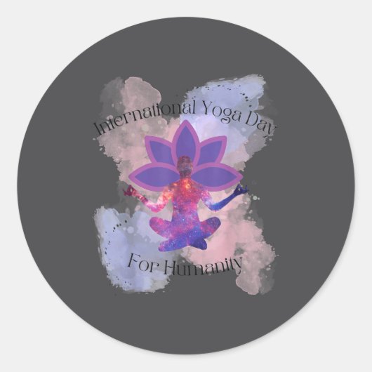 International Yoga Day For Humanity ラウンドシール (正面)