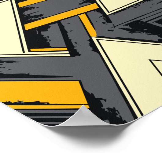 Intersecting Triangular Forms in Yellow and Cream ポスター (角)