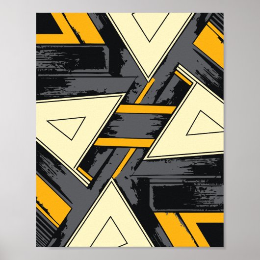 Intersecting Triangular Forms in Yellow and Cream ポスター (正面)