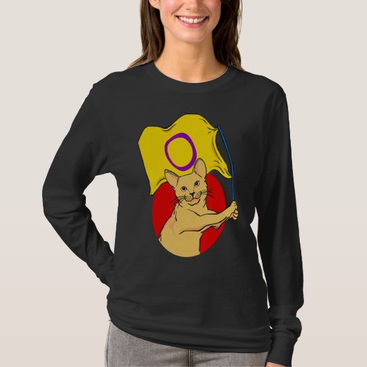 Intersex Flag Cat非二項性 Tシャツ (正面)