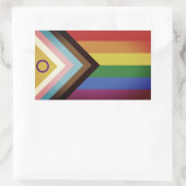 Intersex Inclusive Progressプライドフラグ 長方形シール (バッグ)