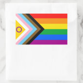 Intersex Inclusive Progressプライドフラグ 長方形シール (バッグ)